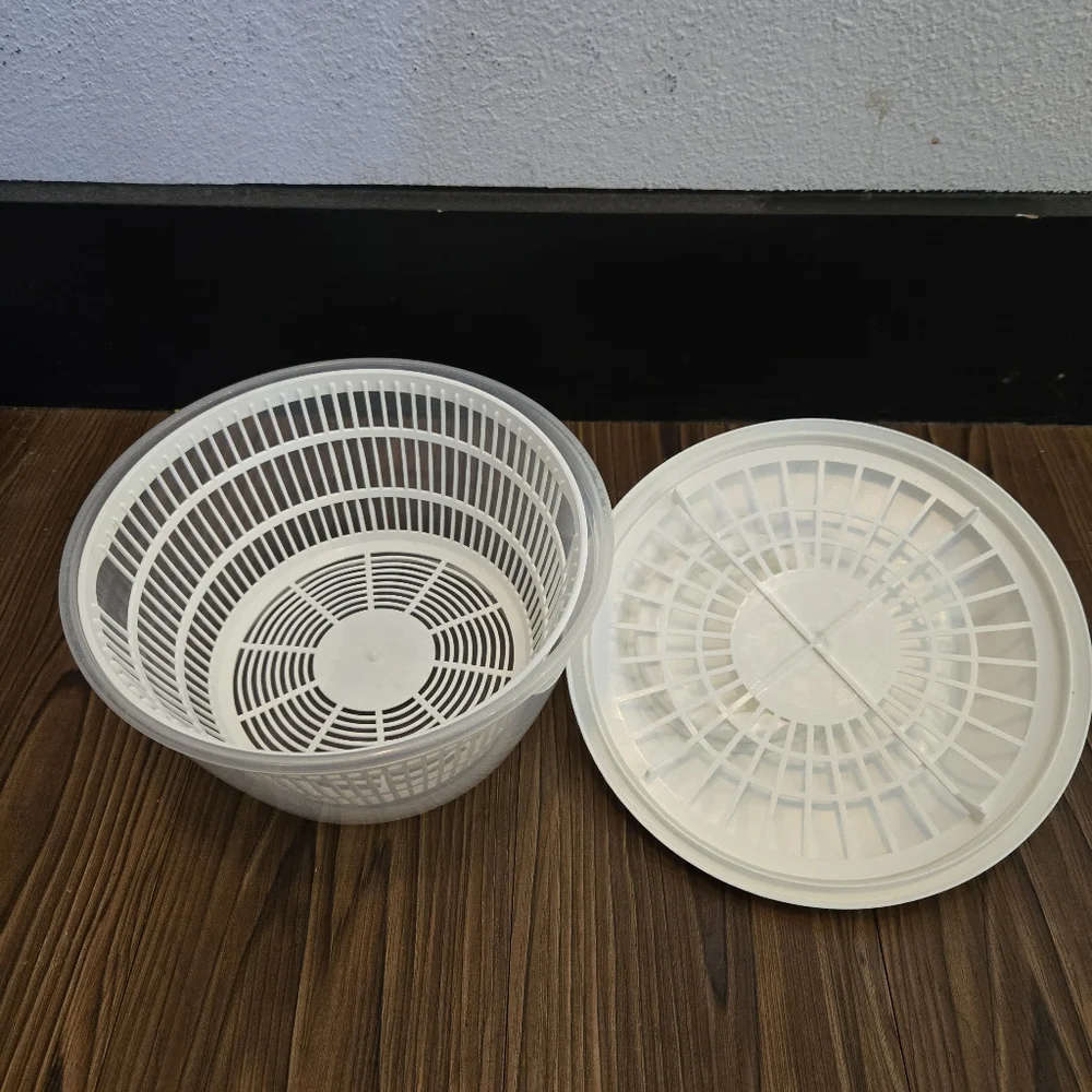 Ikea Salad Spinner Bowl TOKIG White Double Salad Lettuce Serving Bowl Container